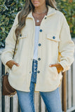 Beige Turn Down Collar Buttoned Shirt Jacket