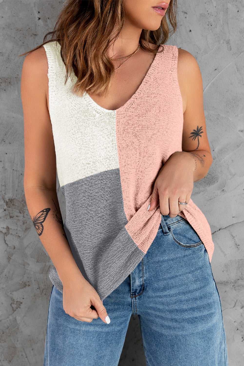 Color Block Knitted Tank Top