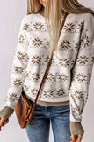 Pull de Noël blanc en tricot à col montant et flocon de neige