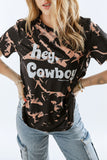 Noir Hey, Cowboy Tie Dye T-shirt à manches courtes imprimé 