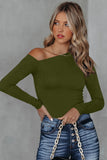 Asymmetrical Neckline Long Sleeve Knit Top