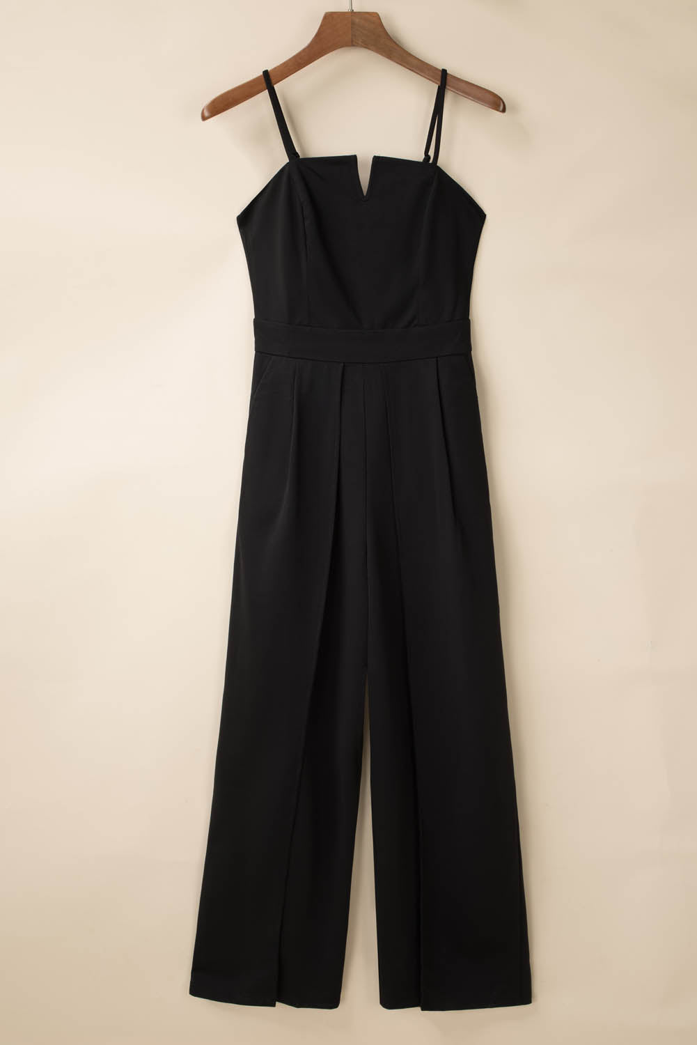 Spaghetti Straps Slit Leg Jumpsuit with Pockets