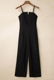 Spaghetti Straps Slit Leg Jumpsuit with Pockets