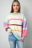 Striped Colorblock Drop Shoulder Sweater