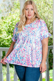 Printed Wide Neck Thumbhole Sleeve Henley Top