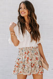 Smocked High Waist Ruffle Tiered Floral Skirt