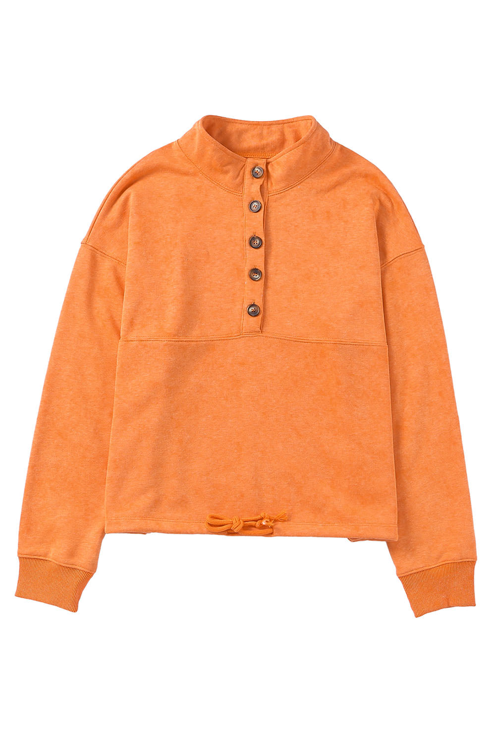 Half-Placket Button Loose Sweatshirt