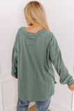 Seagrass Plus Size Exposed Seam Drop Shoulder Henley Top