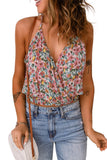 Wrapped V Neck Floral Tank Crop Top