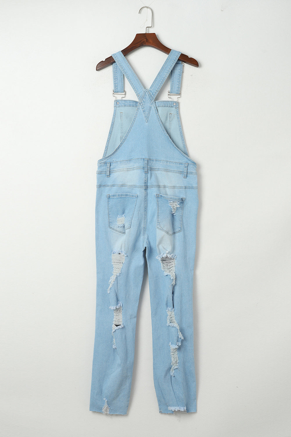 Constructed Bib Pocket Distressed Denim Overalls