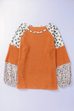 Leopard Colorblock Waffle Knit Top