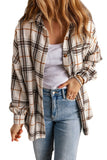 Oversized Plaid Pattern Shacket with Slits