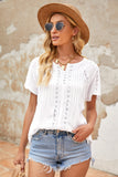 Crochet Eyelet Short Sleeves Top