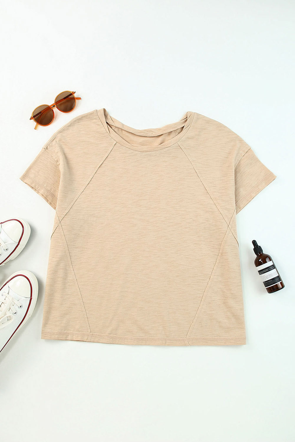 Solid Patched Side Slit T Shirt