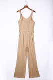 Casual Sleeveless Buckle Sash Knit Jumpsuit