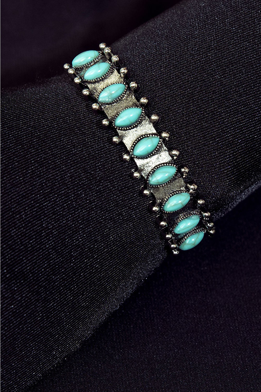 Boho Turquoise Gem Beaded Open Bracelet