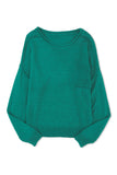 Solid Color Off Shoulder Rib Knit Sweater with Pocket