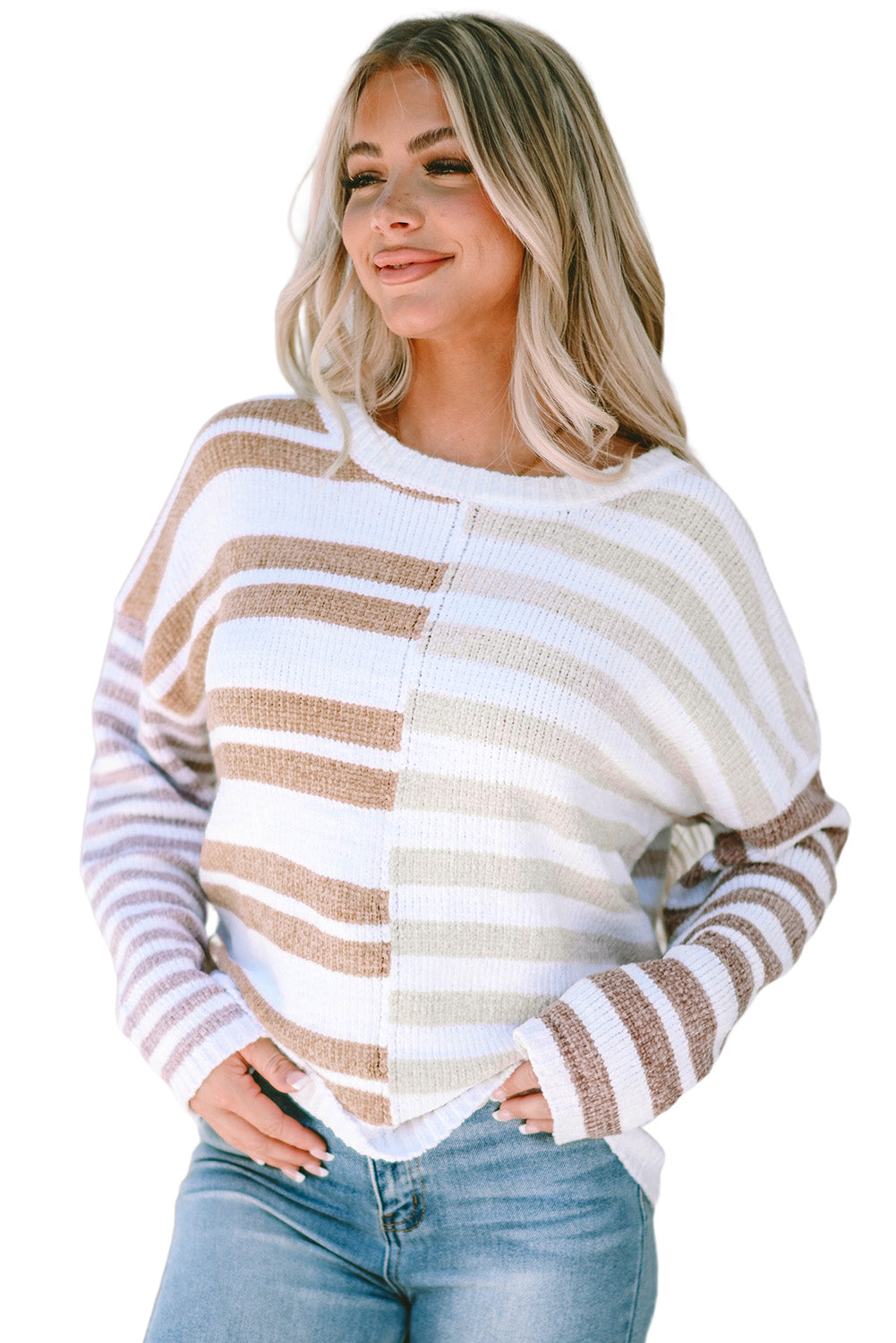 Blocked Drop Shoulder Slouchy Sweater