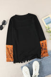 Leopard Tribal Print Splicing Long Sleeve Top