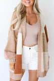 Checkered Pattern Open Front Drop Shoulder Slouchy Cardigan