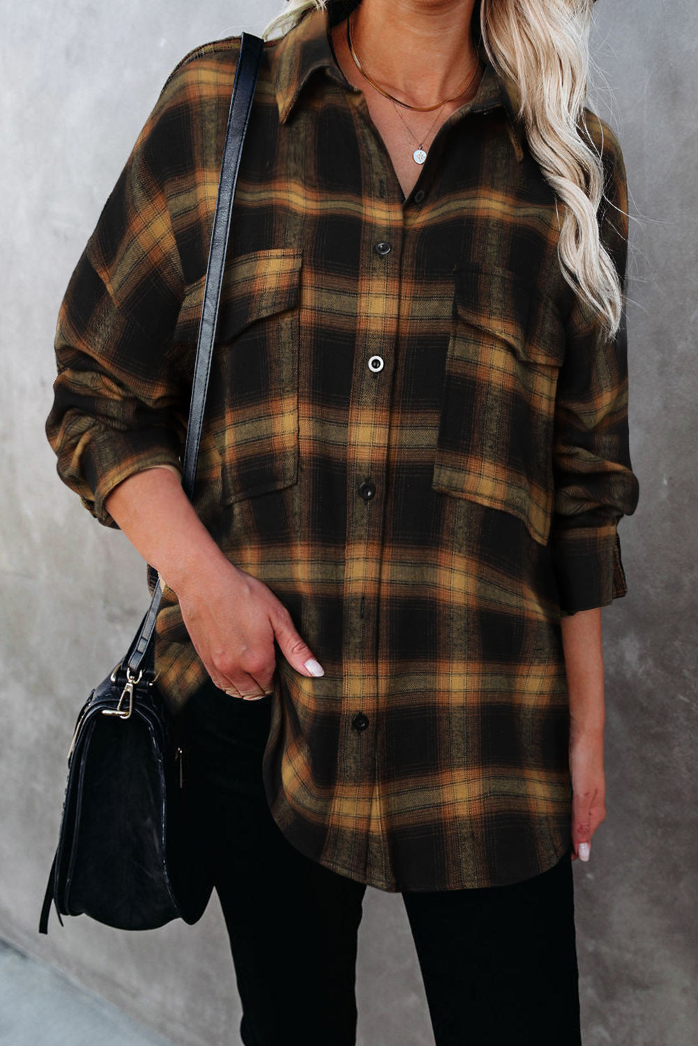 Plaid Pattern Flap Pockets Csual Shirt