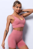 Spaghetti Strap Yoga Bra and Seamless Shorts Set