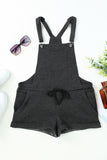 Vintage Washed Drawstring Short Overalls