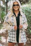 Distressed Raw Edge Plaid Patchwork Denim Jacket