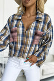 Plaid Pattern Asymmetric Buttons Shirt