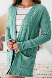 Medium Grey Solid Textured Open Front Cardigan with Pocket