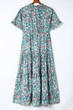 Paisley Print Boho Holiday Ruffle Tiered Maxi Dress