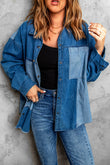 Color Block Buttoned Denim Jacket