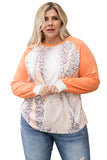 Snakeskin Print Raglan Long Sleeve Plus Size Top