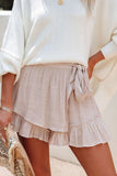 High Waist Frilled Wide Leg Casual Shorts