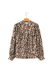 Jet Stream Oversized Leopard Print Balloon Sleeve Casual Shirt