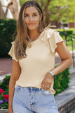 Plain Tiered Ruffled Short Sleeve T Shirt