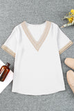 White Contrast Guipure Lace Cold Shoulder Tee