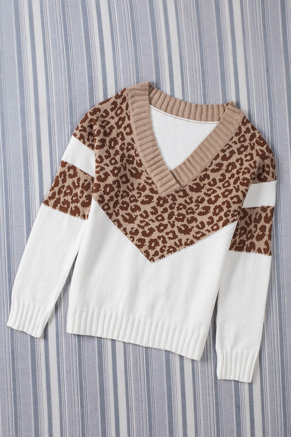 Splicing Off Shoulder Pullover Sweater