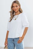 Puff Sleeve Top with Keyhole Back