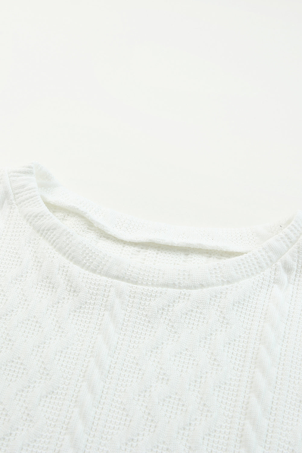 Solid Color Puffy Sleeve Textured Knit Top