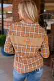 Veste boutonnée à patch brodé à carreaux