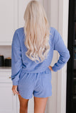 Ribbed Texture Pullover and Drawstring Shorts Lounge Set