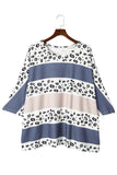 Plus Size Leopard Striped Color Block Oversized Top