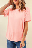 Khaki Casual Plain Crew Neck Tee