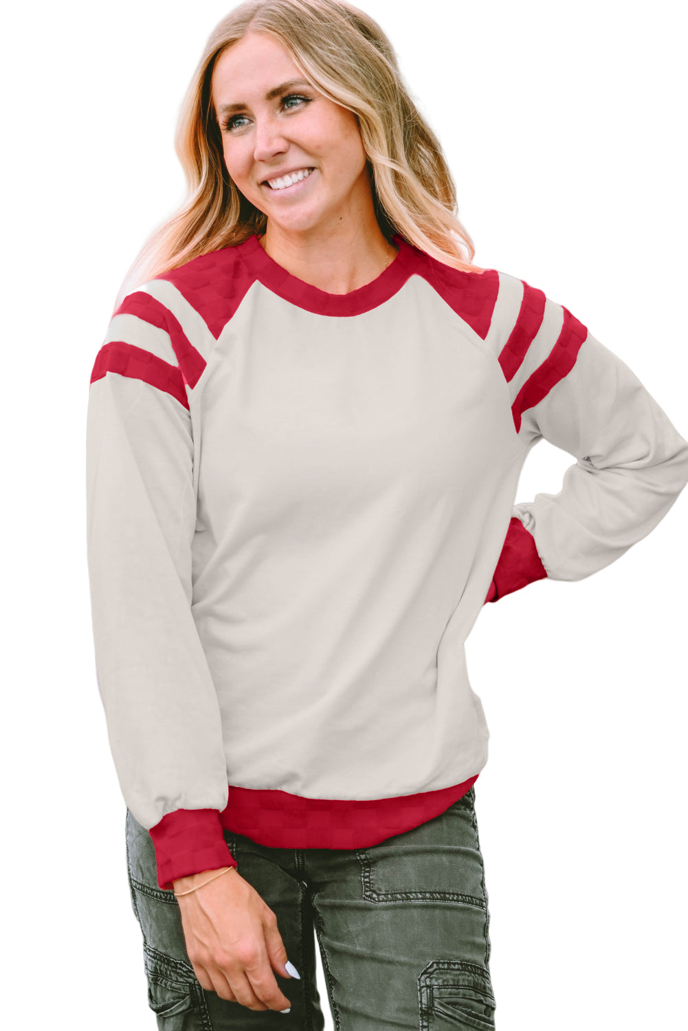 Color Block Raglan Long Sleeve Top