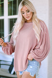 One-Shoulder Balloon Sleeve Ribbed Blouse