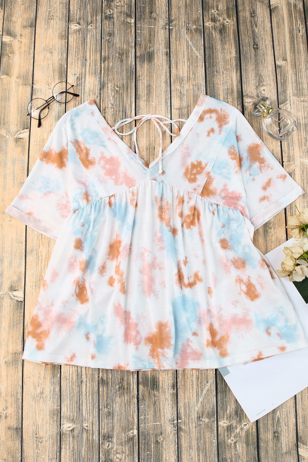 Tie Dye Flowy Short Sleeve Top