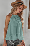 Lightweight Ruffle Hem Halter Tank Top