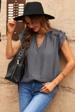 Tiered Ruffled Drawstring V Neck Top