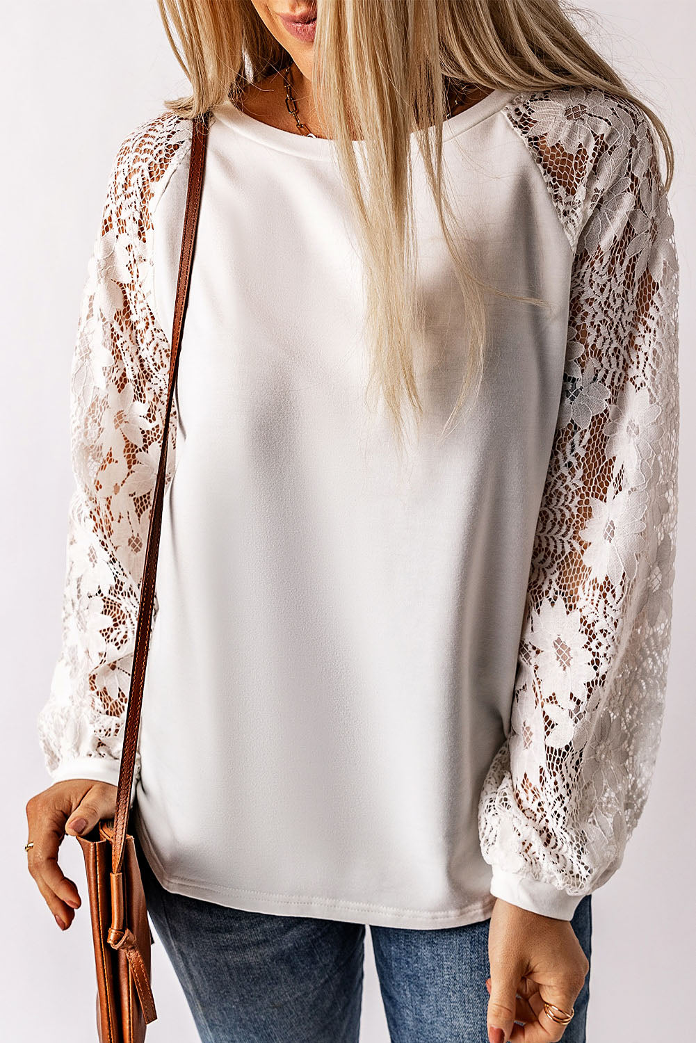 Lace Crochet Long Sleeve Top